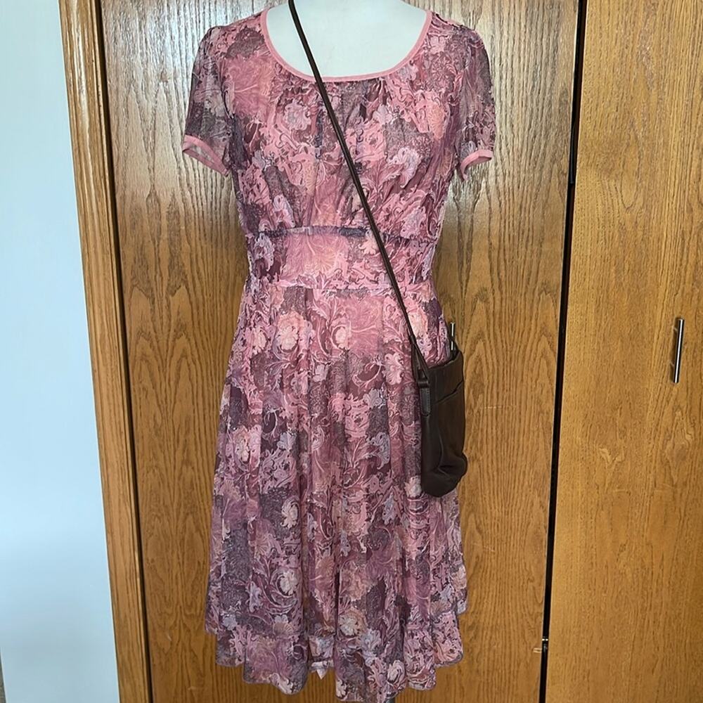 Jincuiniao Rose Floral Lined Short Sleeve Dress Size M